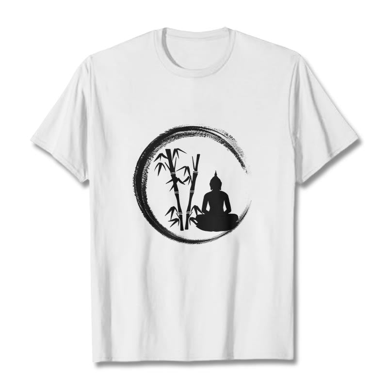 Nimara Ritual Zen Buddha Statue Sitting Bamboo Meditation Tee T-shirt