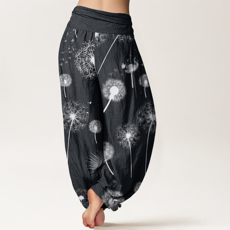 Nimara Ritual Cotton Casual Dandelion Pattern Women's Elastic Waist Harem Pants