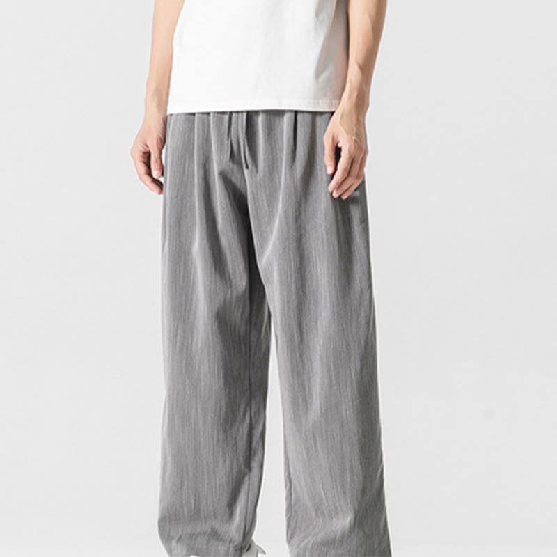 Nimara Ritual Summer Casual Plain Straight Leg Design Men's Cotton Linen Drawstring Pants With Pockets