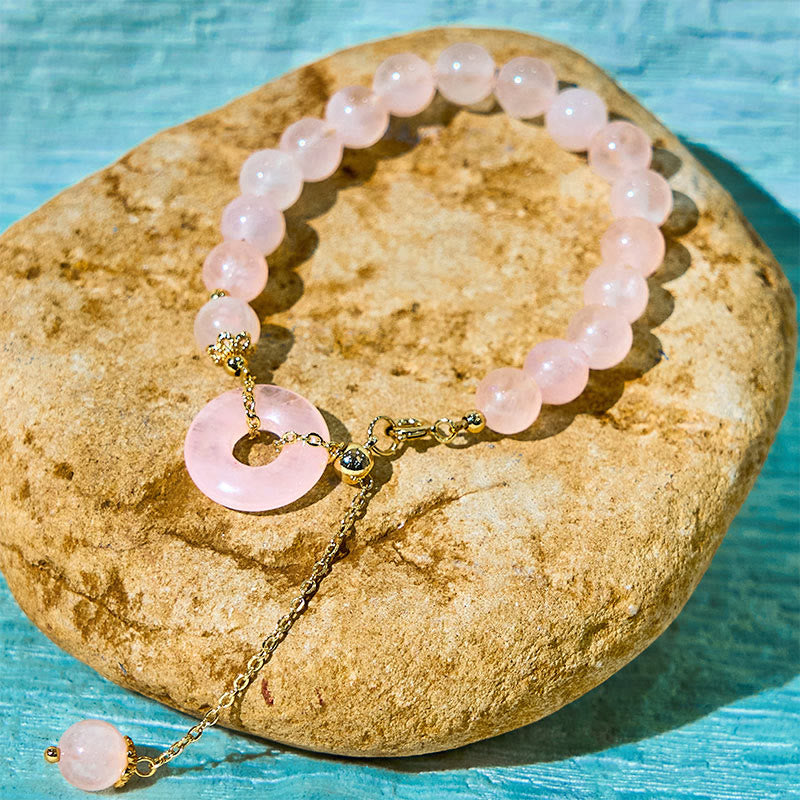 Nimara Ritual Natural Pink Crystal Beads Peace Buckle Self-acceptance Bracelet