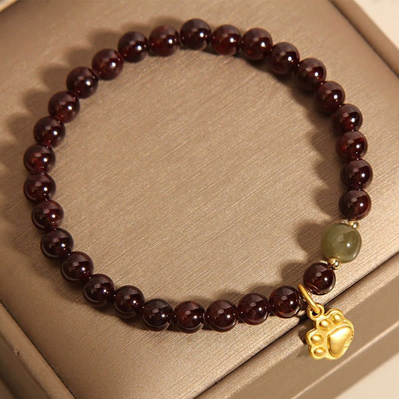 Nimara Ritual Cat's Paw Garnet Hetian Jade Beads Purification Bracelet