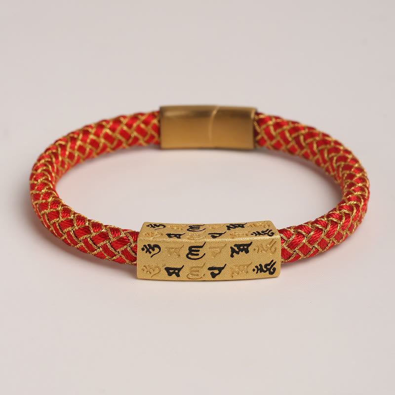 Nimara Ritual Tibetan Om Mani Padme Hum Various Colors Rope Gold Thread Diamond Knot Luck Buckle Bracelet