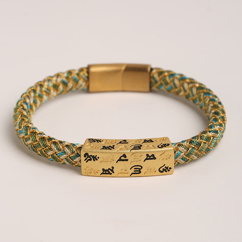 Nimara Ritual Tibetan Om Mani Padme Hum Various Colors Rope Gold Thread Diamond Knot Luck Buckle Bracelet