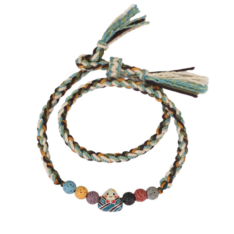 Nimara Ritual Dragon Boat Festival Colorful Rope Lava Rock Fu Character Rice Dumplings Luck Braided Bracelet