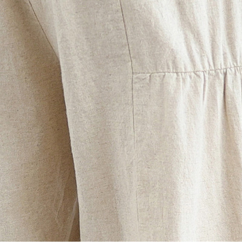 Nimara Ritual Casual Plain Lace Splicing Cotton Linen Women's Cropped Wide Leg Pants With Pockets