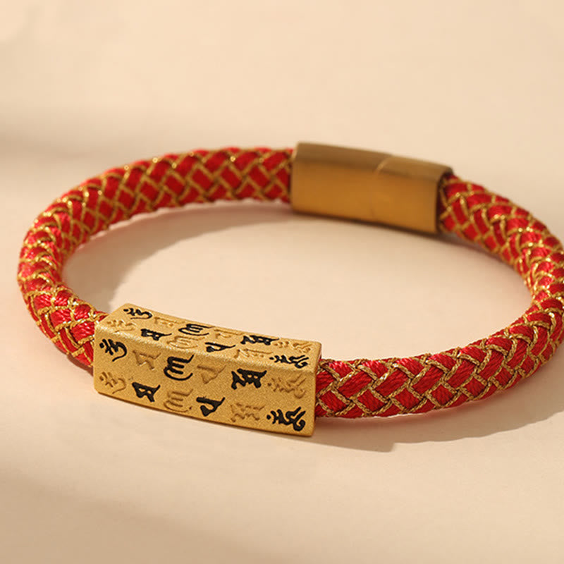 Nimara Ritual Tibetan Om Mani Padme Hum Various Colors Rope Gold Thread Diamond Knot Luck Buckle Bracelet