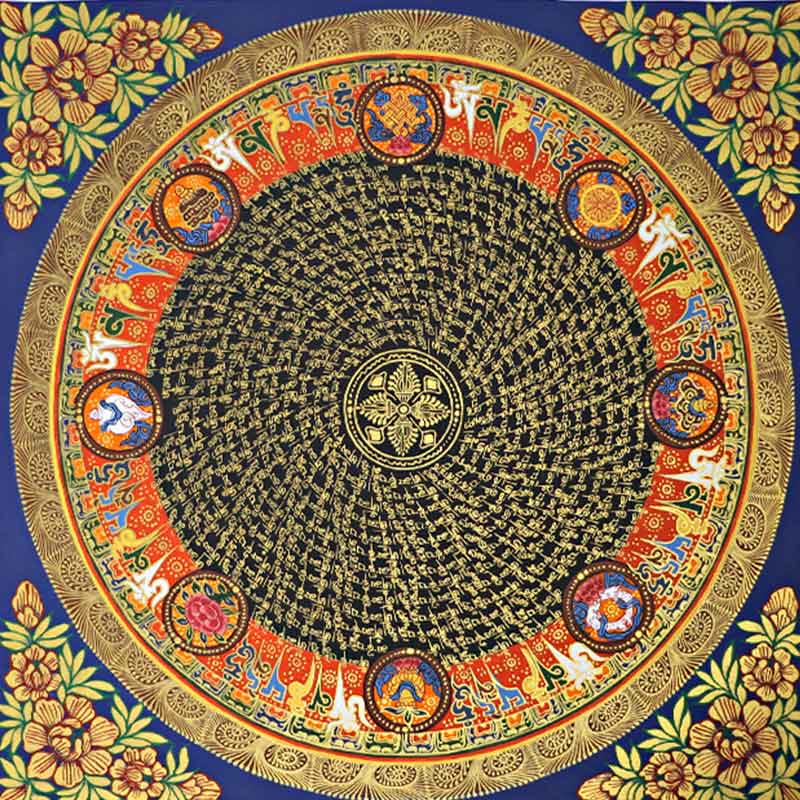 Nimara Ritual Tibetan Thangka Painting Om Mani Padme Hum Scripture Handmade Decoration(Random Style)