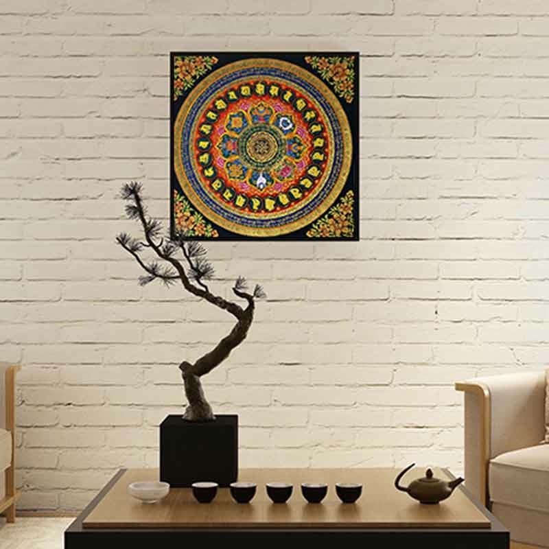 Nimara Ritual Tibetan Thangka Painting Om Mani Padme Hum Scripture Handmade Decoration(Random Style)