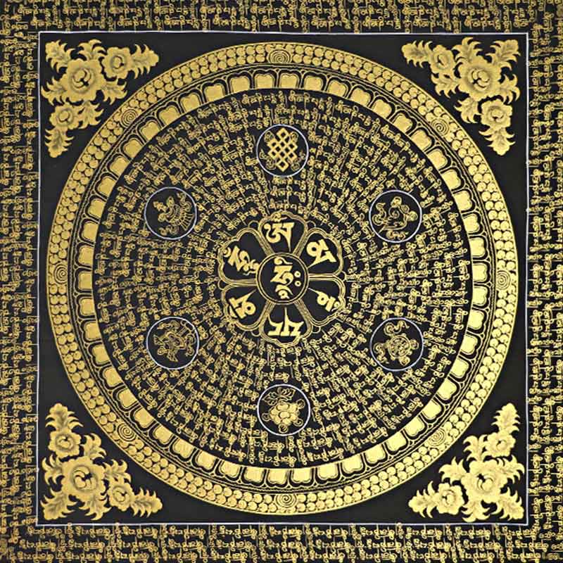 Nimara Ritual Tibetan Thangka Painting Om Mani Padme Hum Scripture Handmade Decoration(Random Style)