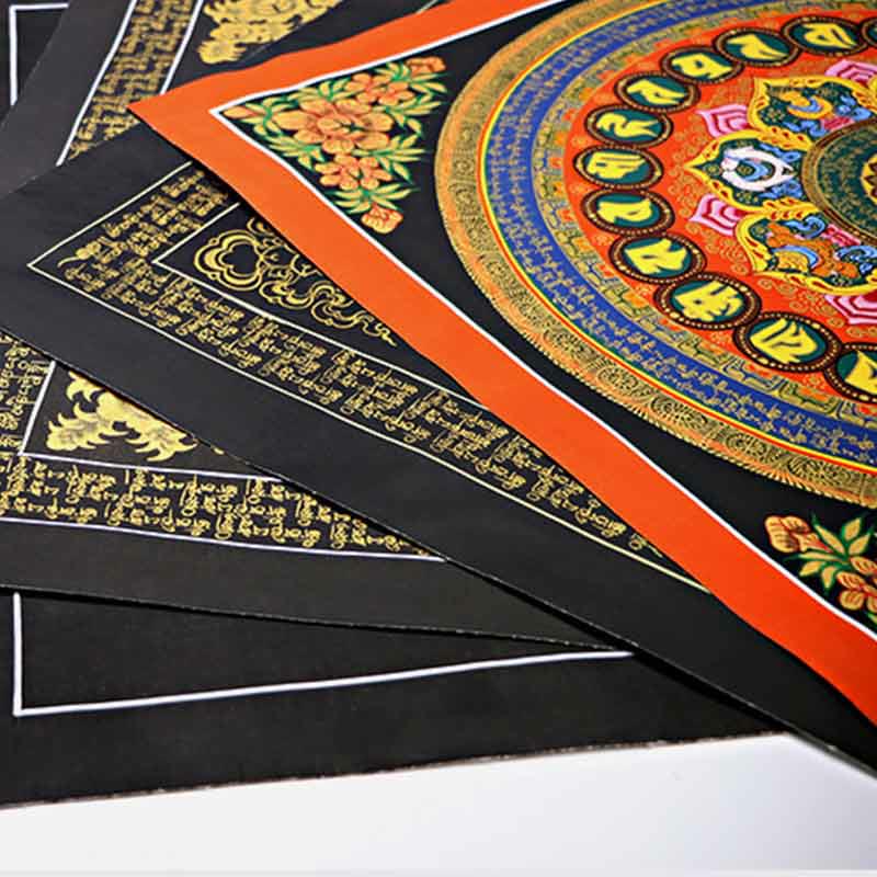 Nimara Ritual Tibetan Thangka Painting Om Mani Padme Hum Scripture Handmade Decoration(Random Style)