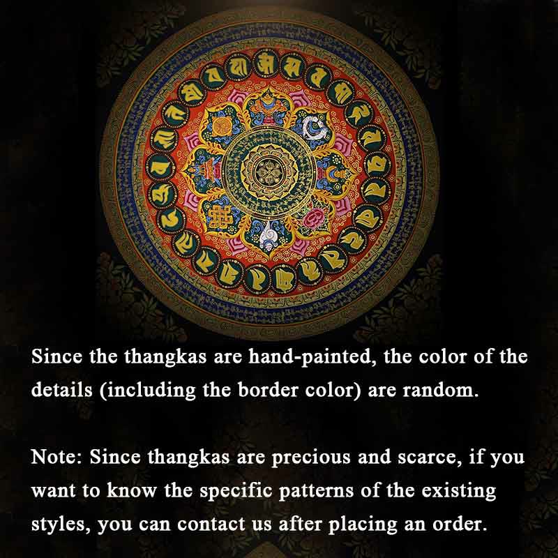 Nimara Ritual Tibetan Thangka Painting Om Mani Padme Hum Scripture Handmade Decoration(Random Style)