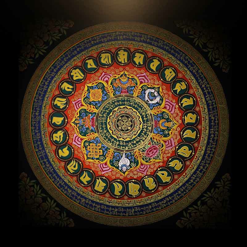 Nimara Ritual Tibetan Thangka Painting Om Mani Padme Hum Scripture Handmade Decoration(Random Style)