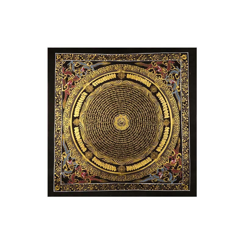 Nimara Ritual Tibetan Thangka Painting Om Mani Padme Hum Dragon Phoenix Scripture Handmade Decoration(Random Style)