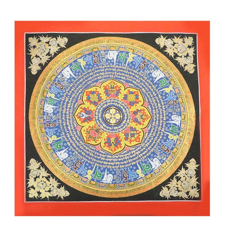 Nimara Ritual Tibetan Thangka Painting Om Mani Padme Hum Dragon Phoenix Scripture Handmade Decoration(Random Style)