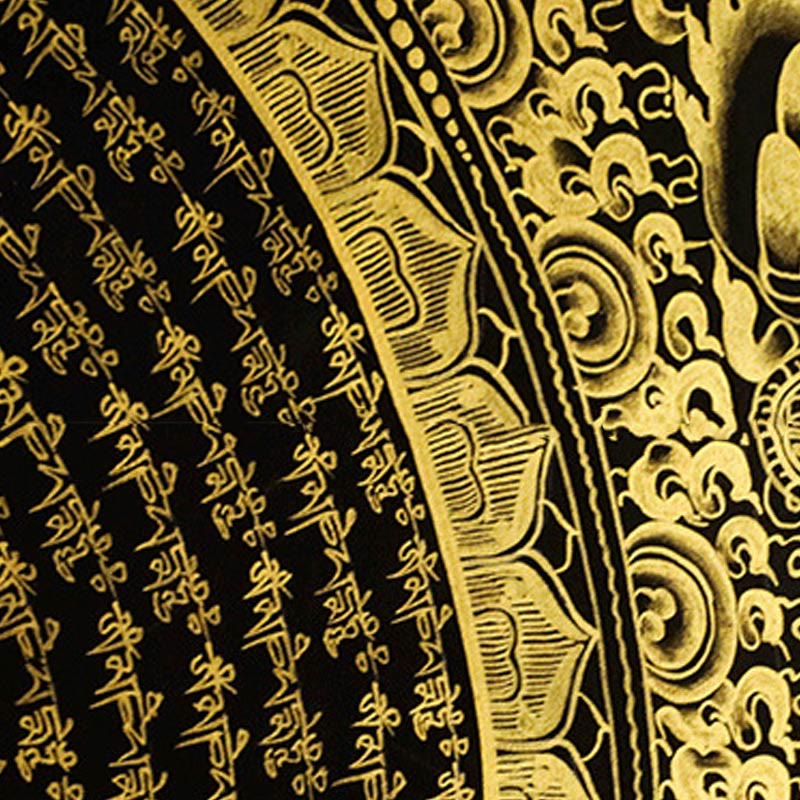Nimara Ritual Tibetan Thangka Painting Om Mani Padme Hum Dragon Phoenix Scripture Handmade Decoration(Random Style)