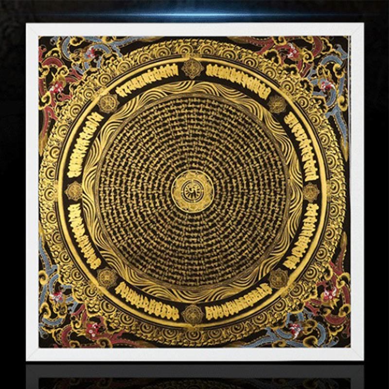 Nimara Ritual Tibetan Thangka Painting Om Mani Padme Hum Dragon Phoenix Scripture Handmade Decoration(Random Style)