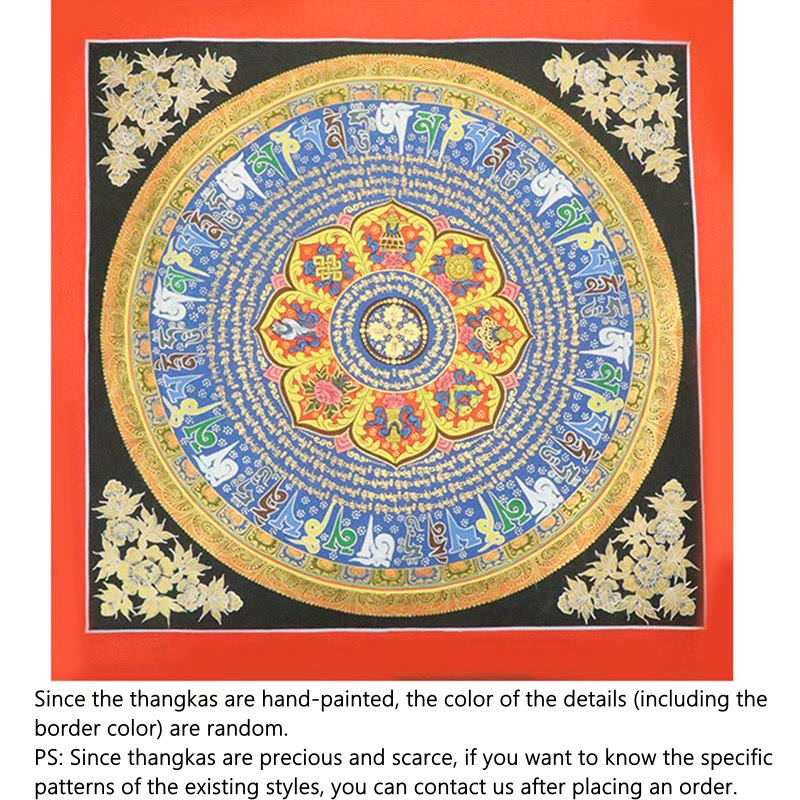 Nimara Ritual Tibetan Thangka Painting Om Mani Padme Hum Dragon Phoenix Scripture Handmade Decoration(Random Style)