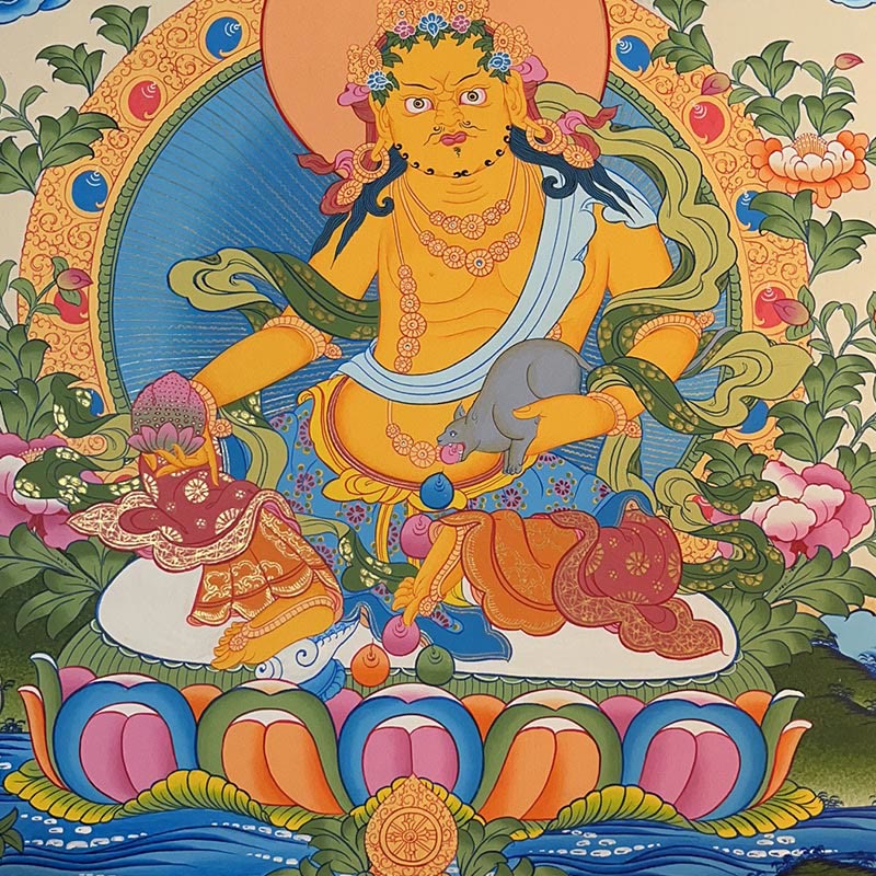 Nimara Ritual Tibetan Thangka Painting Yellow God of Wealth Green Tara Avalokitesvara Handmade Decoration Blind Box(Random Style)