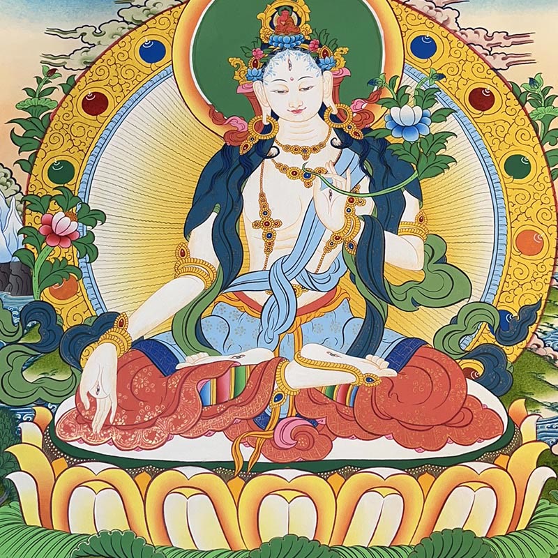Nimara Ritual Tibetan Thangka Painting Yellow God of Wealth Green Tara Avalokitesvara Handmade Decoration Blind Box(Random Style)