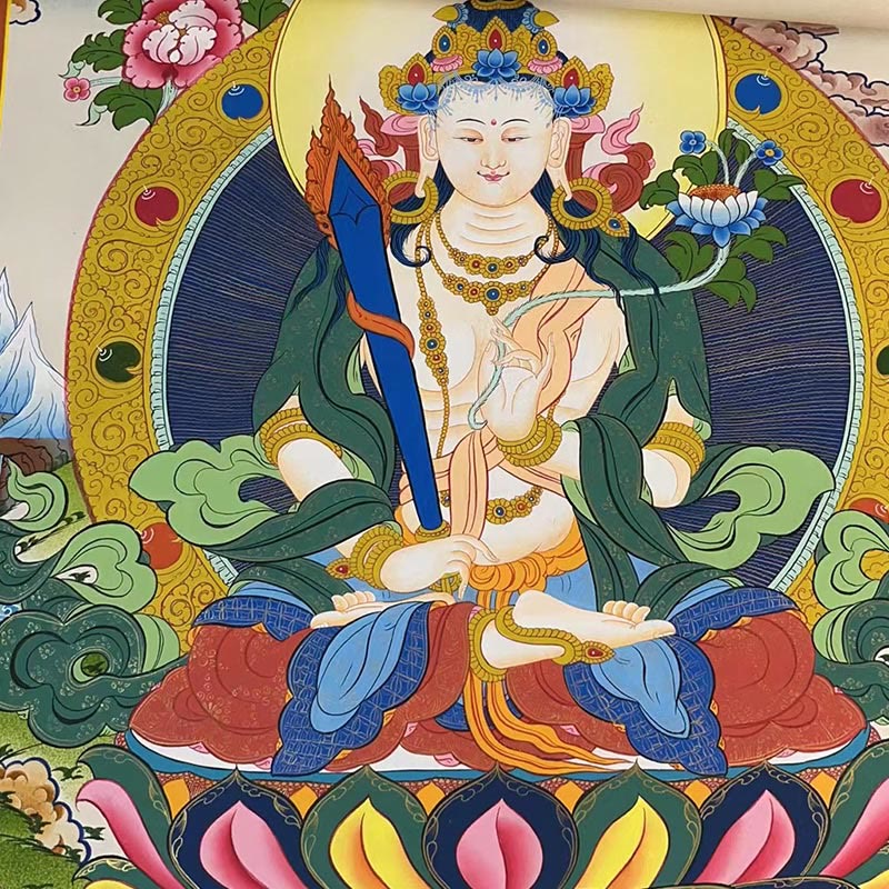 Nimara Ritual Tibetan Thangka Painting Yellow God of Wealth Green Tara Avalokitesvara Handmade Decoration Blind Box(Random Style)