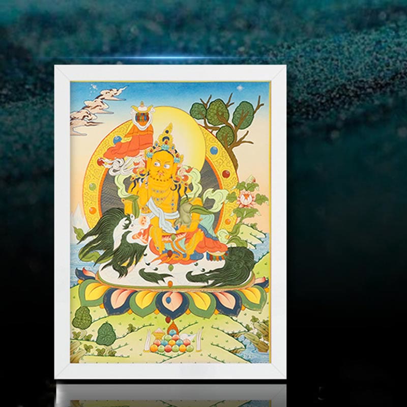 Nimara Ritual Tibetan Thangka Painting Yellow God of Wealth Green Tara Avalokitesvara Handmade Decoration Blind Box(Random Style)