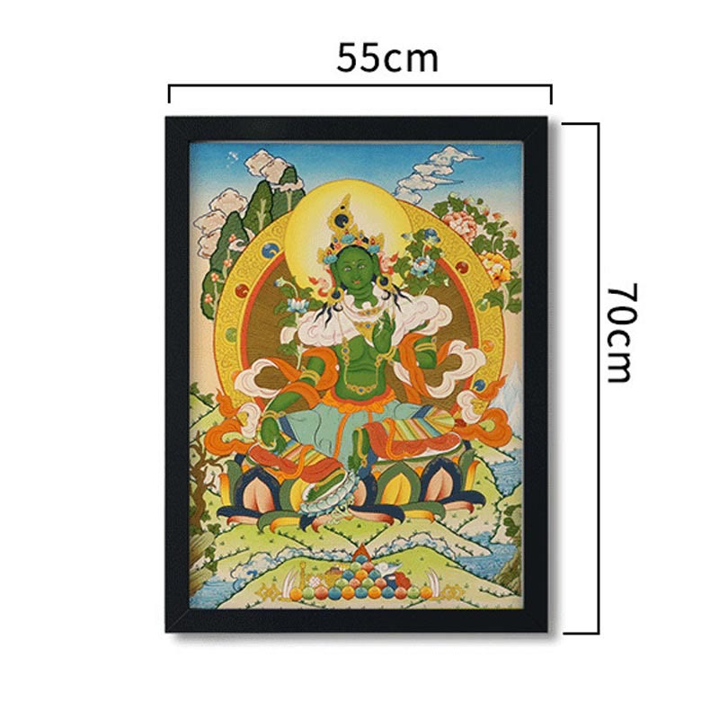 Nimara Ritual Tibetan Thangka Painting Yellow God of Wealth Green Tara Avalokitesvara Handmade Decoration Blind Box(Random Style)
