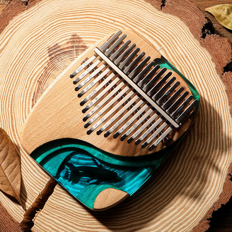 Nimara Ritual Kalimba 17/21 Keys Thumb Piano Beech Wood Deep Sea Blue Whale Portable Finger Piano