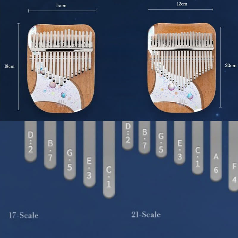 Nimara Ritual Kalimba 17/21 Keys Thumb Piano Beech Wood Planet Universe Portable Finger Piano