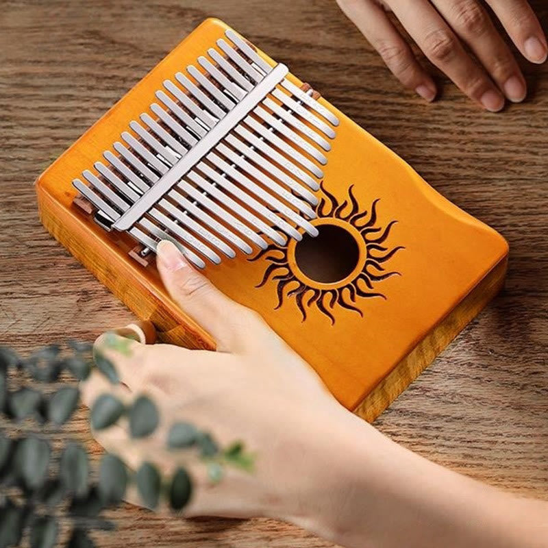 Nimara Ritual Kalimba 17/21 Keys Thumb Piano Sun Pattern Maple Wood Beginners Portable Finger Piano