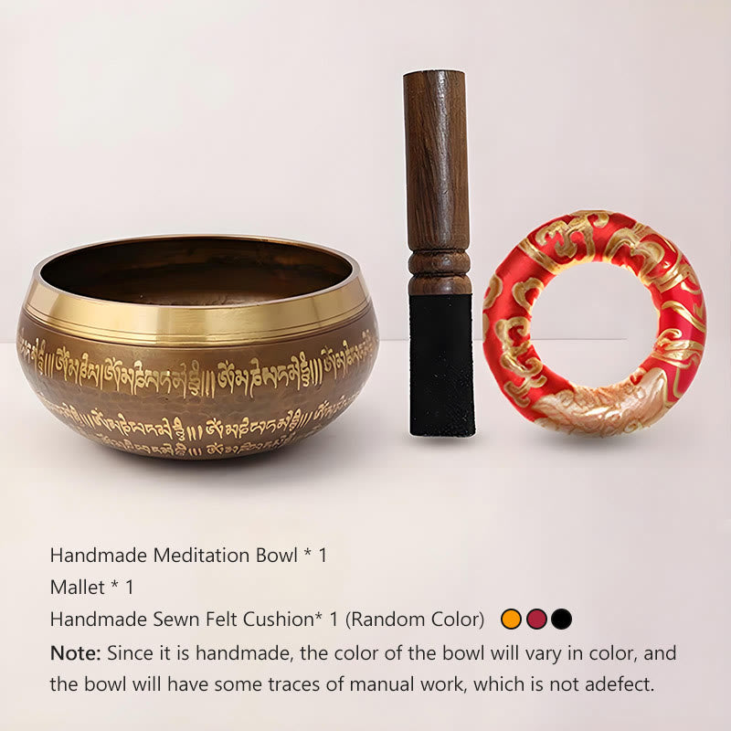 Nimara Ritual Handcrafted Singing Bowl Scripture Pattern for Healing and Meditation Sound Bowl Set