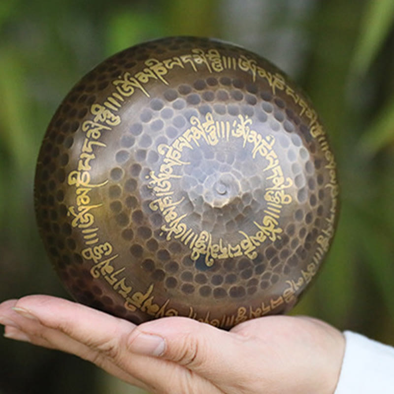 Nimara Ritual Handcrafted Singing Bowl Scripture Pattern for Healing and Meditation Sound Bowl Set