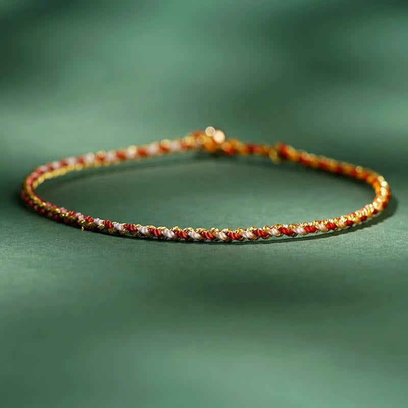 Nimara Ritual Colorful Rope Luck Coin Bead Abundance Extra Thin Braided Bracelet