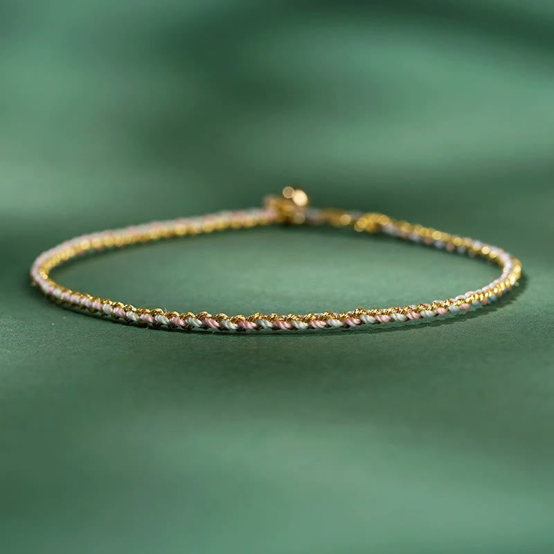 Nimara Ritual Colorful Rope Luck Coin Bead Abundance Extra Thin Braided Bracelet