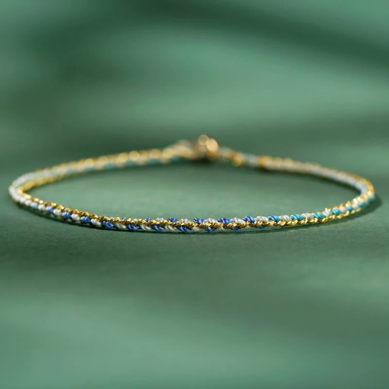 Nimara Ritual Colorful Rope Luck Coin Bead Abundance Extra Thin Braided Bracelet