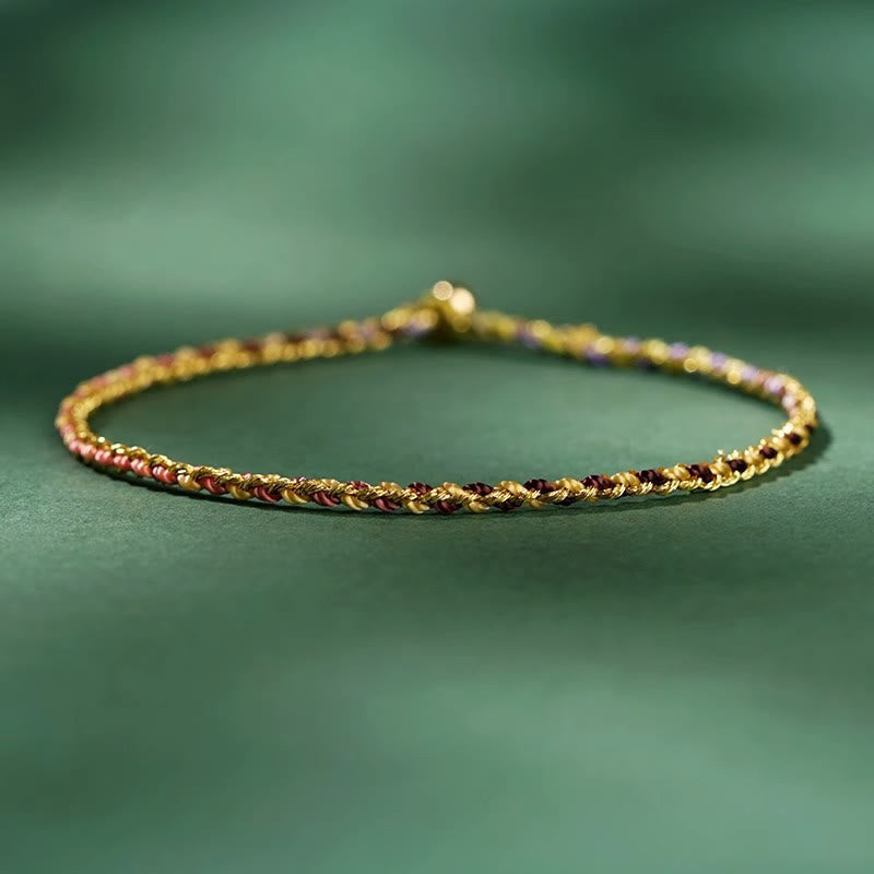 Luck Strength Colorful Rope Coin Bead Extra Thin Braided Bracelet