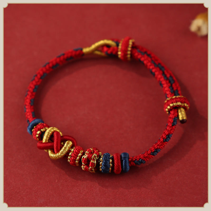 Nimara Ritual Handcrafted Peach Blossom Peace Knot Colorful Rope Adjustable Bracelet