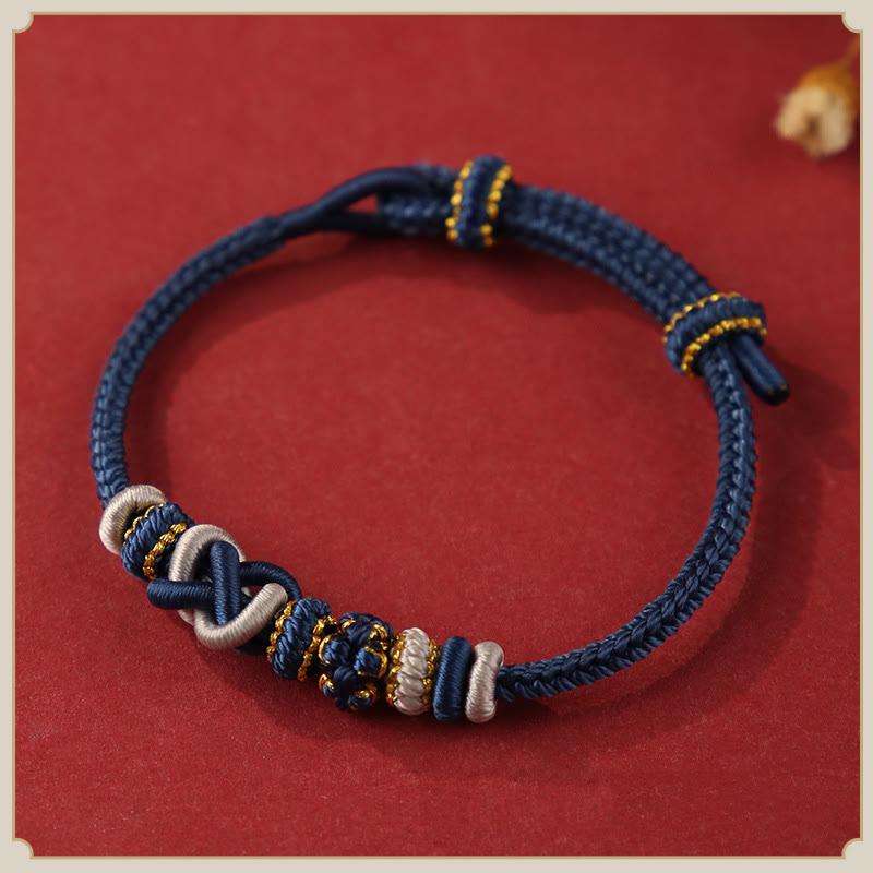 Nimara Ritual Handcrafted Peach Blossom Peace Knot Colorful Rope Adjustable Bracelet