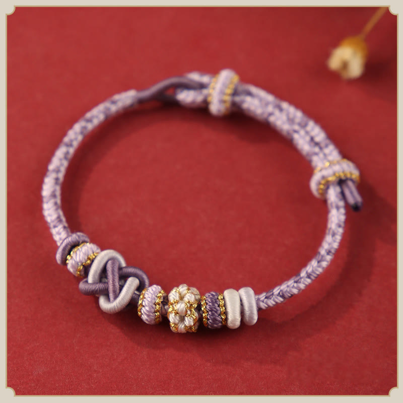 Nimara Ritual Handcrafted Peach Blossom Peace Knot Colorful Rope Adjustable Bracelet