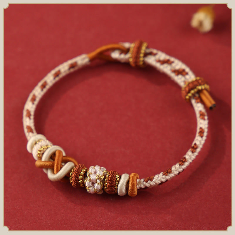 Nimara Ritual Handcrafted Peach Blossom Peace Knot Colorful Rope Adjustable Bracelet