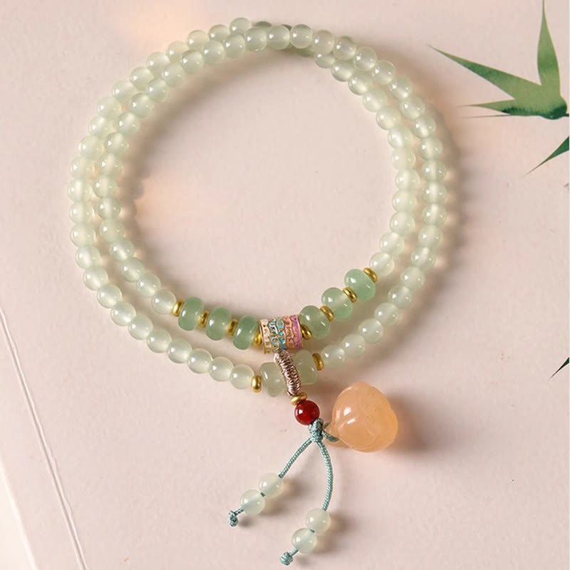Nimara Ritual Multiple Circles Natural Aventurine Glass Lotus Pods Lucky Bamboo Positivity Bracelet