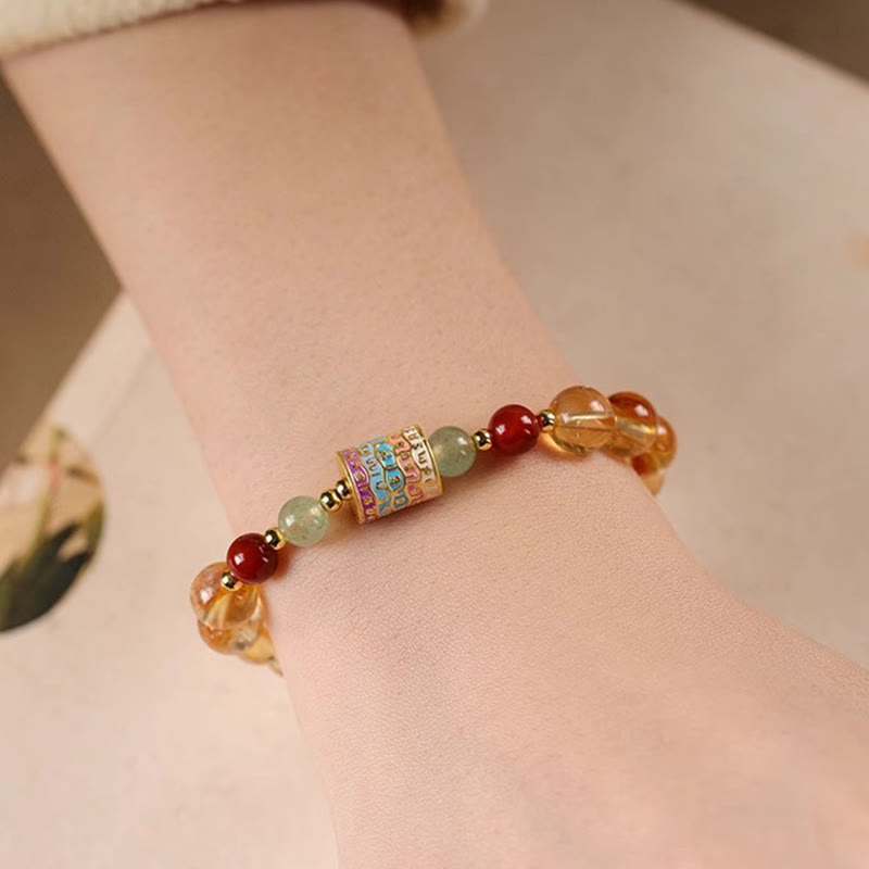 Nimara Ritual Natural Citrine Colorful Prayer Wheel Creativity Bracelet
