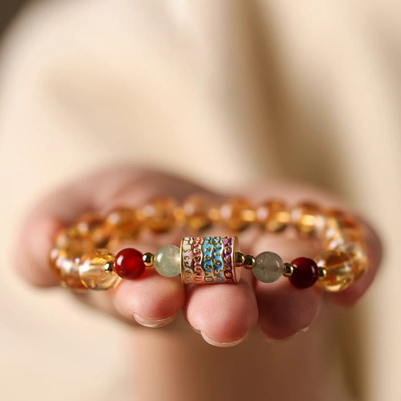 Nimara Ritual Natural Citrine Colorful Prayer Wheel Creativity Bracelet
