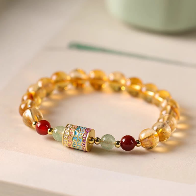 Nimara Ritual Natural Citrine Colorful Prayer Wheel Creativity Bracelet