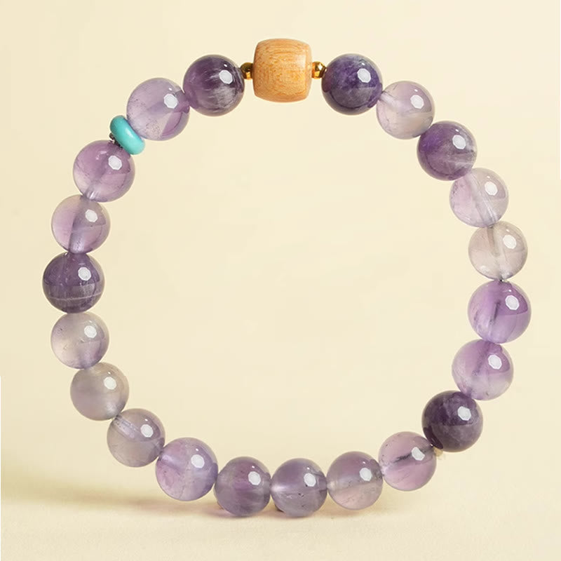Nimara Ritual Natural Amethyst Lucky Wooden Beads Peace Bracelet