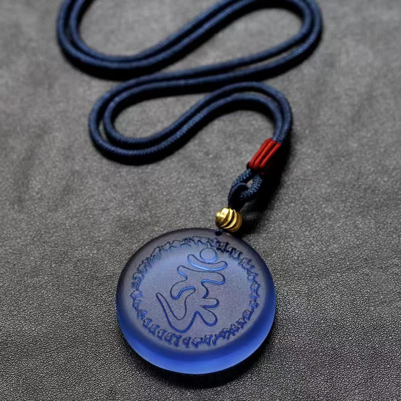Nimara Ritual Tibet Shurangama Mantra Liuli Crystal Necklace Pendant