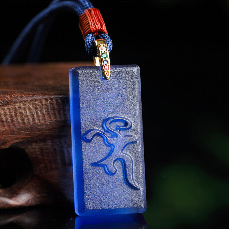 Nimara Ritual Tibetan Green Tara Medicine Buddha Sanskrit Pattern Liuli Crystal Protection Necklace Pendant
