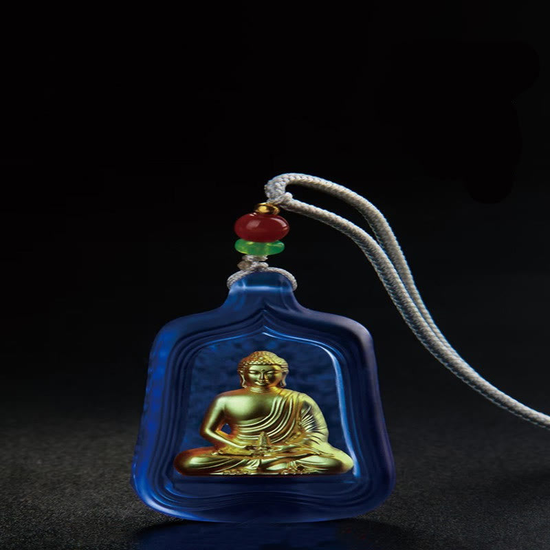 Nimara Ritual Tibetan Medicine Buddha Liuli Crystal Compassion Serenity Necklace Pendant