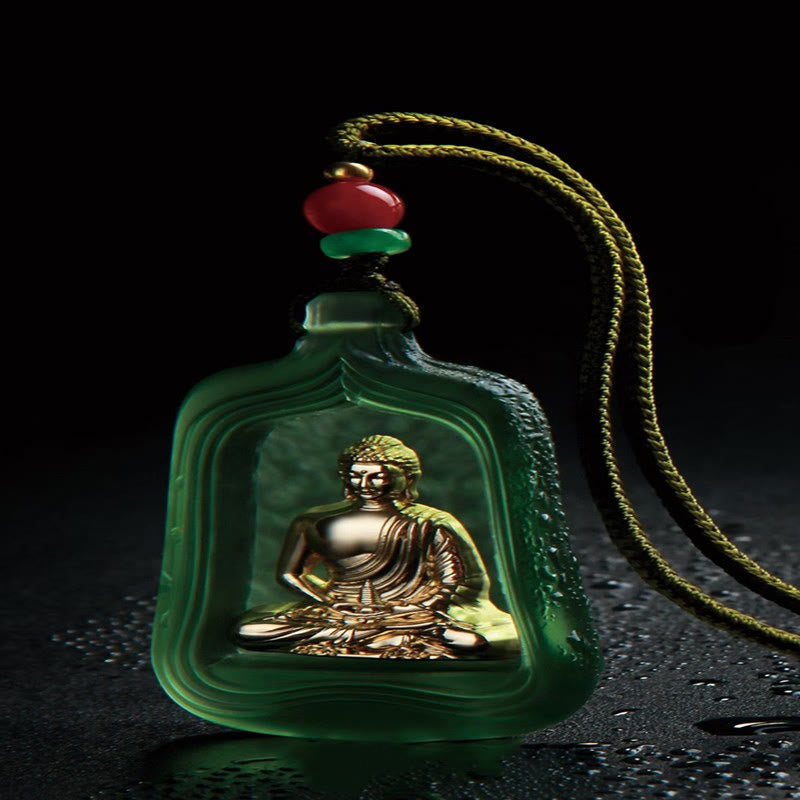 Nimara Ritual Tibetan Medicine Buddha Liuli Crystal Compassion Serenity Necklace Pendant