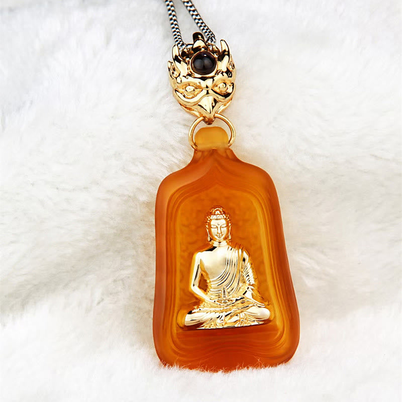 Nimara Ritual Tibetan Medicine Buddha Liuli Crystal Compassion Serenity Necklace Pendant