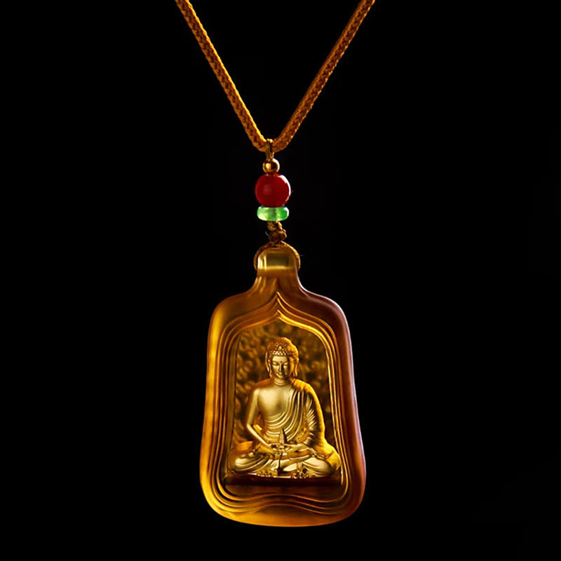Nimara Ritual Tibetan Medicine Buddha Liuli Crystal Compassion Serenity Necklace Pendant